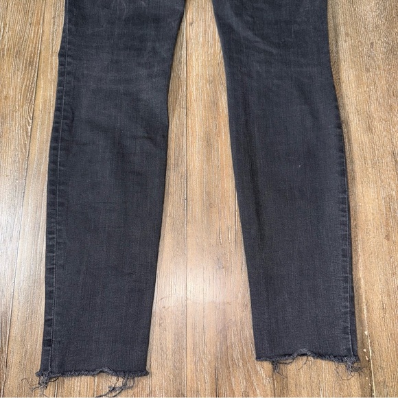 Madewell 9" High Rise Skinny Jeans in Black Raw Hem Distressed Boho - Picture 14 of 14